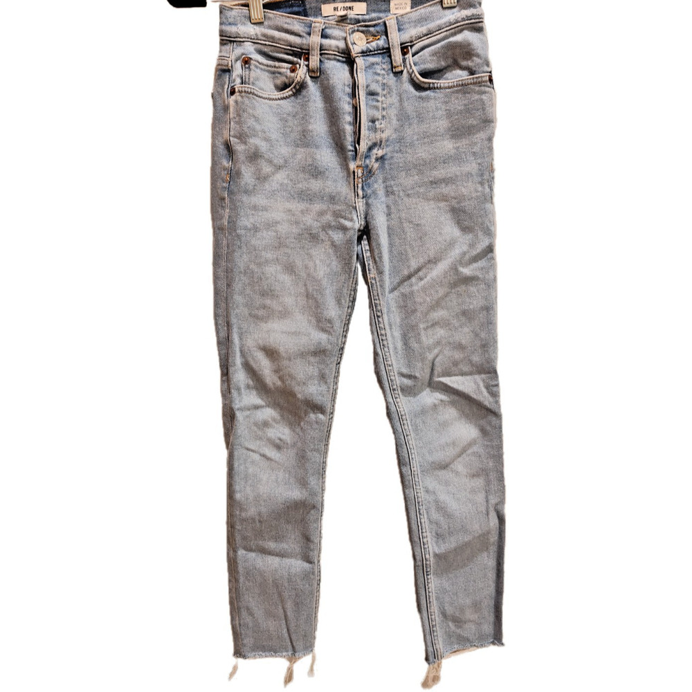 Re/Done‎ Blue Buttonfly 90s High Rise Cotton Women's Ankle Crop Jeans Size 24